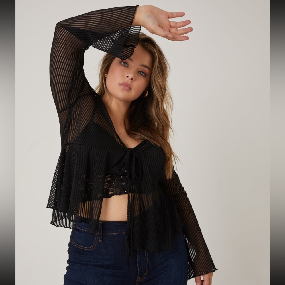 Sheer Front Tie Top